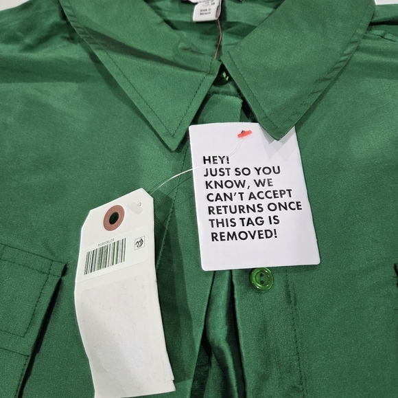 Topshop Emerald Green Blouse Size US 6 - Picture 5 of 10